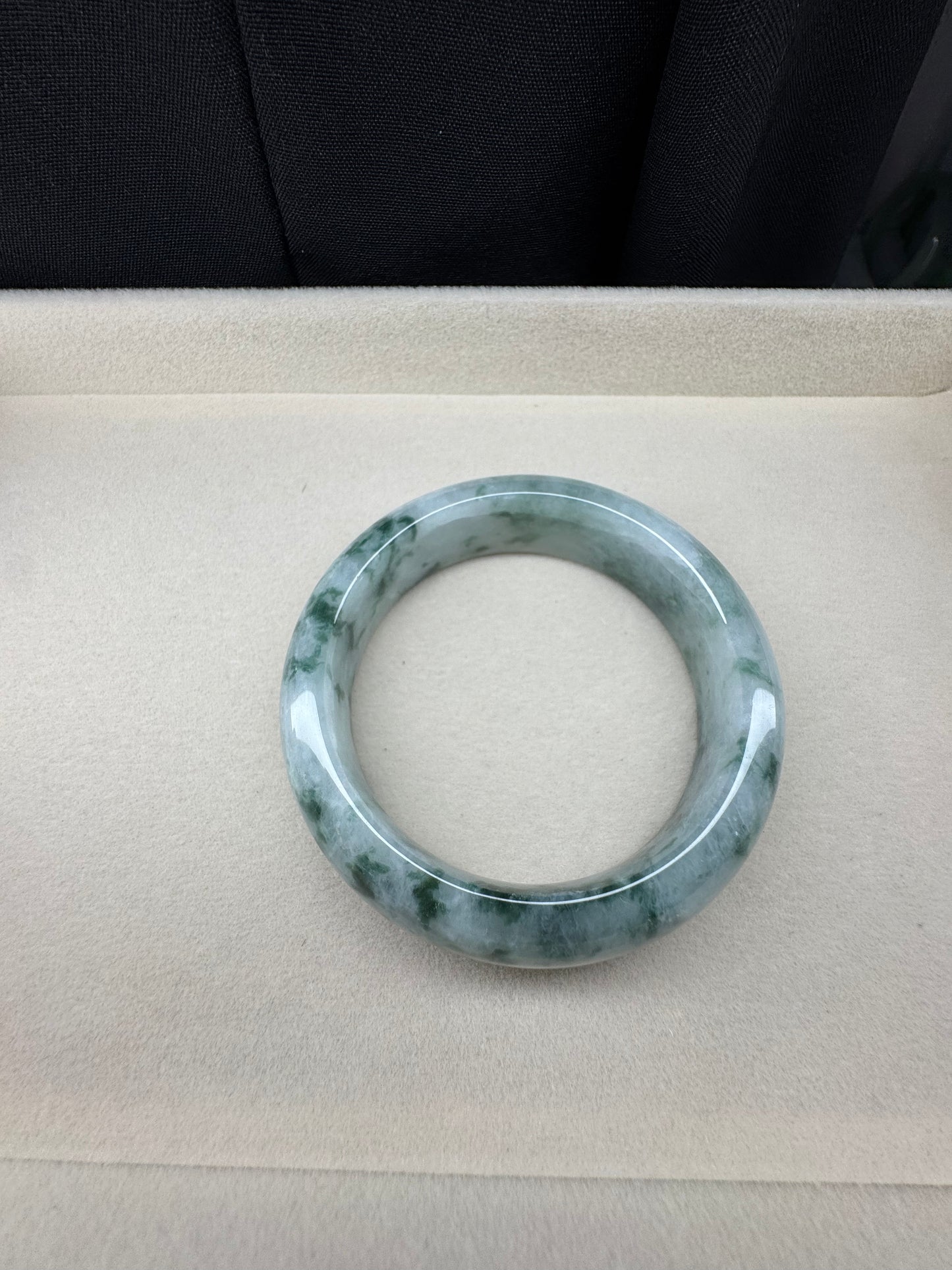 Genuine Burmese Floating Flowers Icy Jadeite Jade  Bangle. 50mm