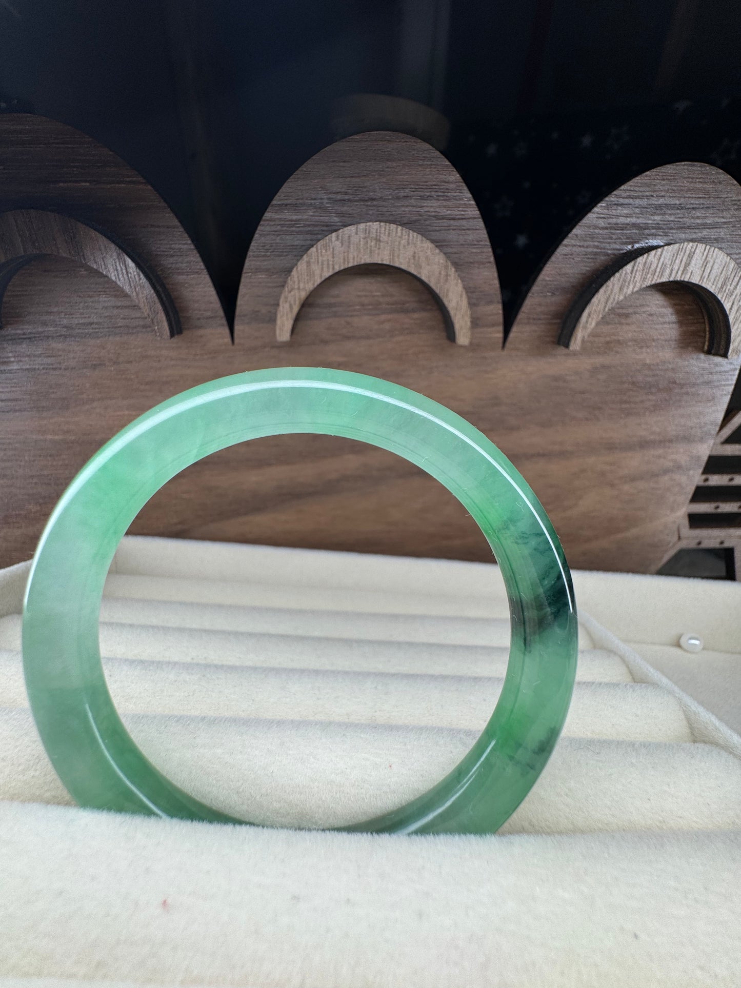 Classic Green Jadeite Jade Bangle. Size 54mm